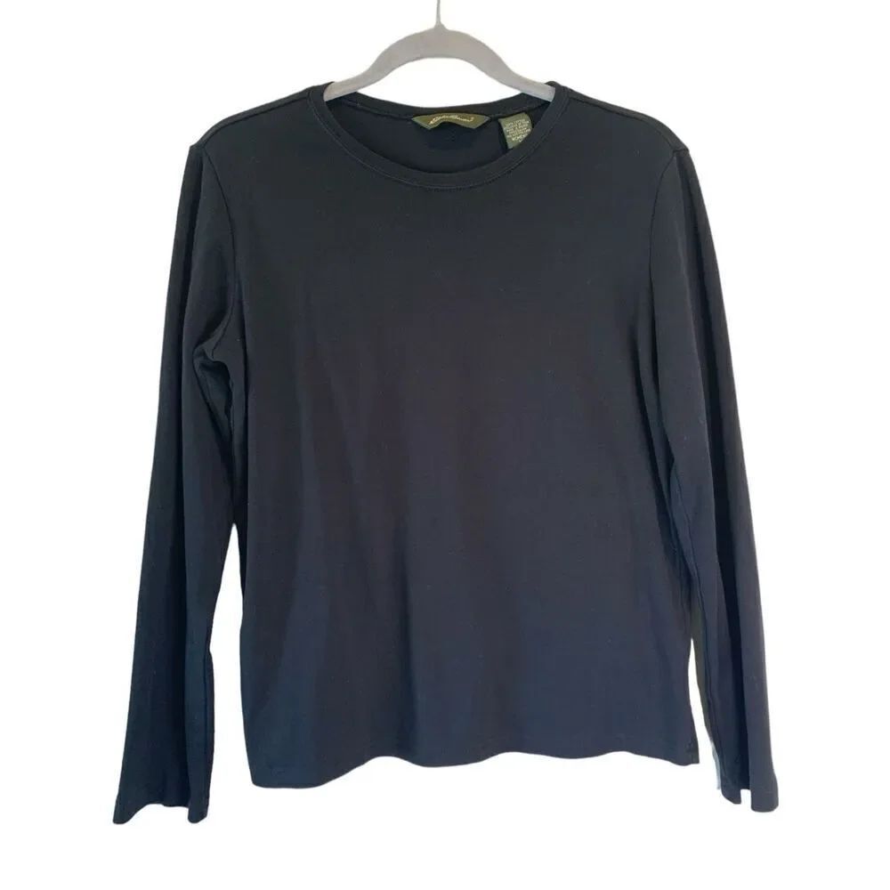 Eddie Bauer Womens M Long Sleeve Crew Neck Top Black